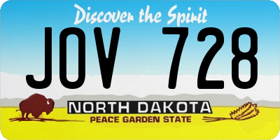 ND license plate JOV728