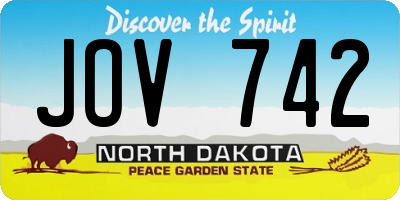 ND license plate JOV742