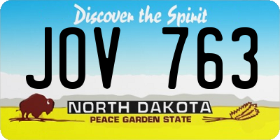 ND license plate JOV763