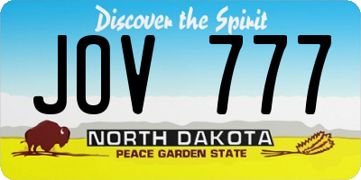 ND license plate JOV777