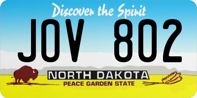 ND license plate JOV802