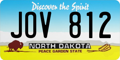 ND license plate JOV812