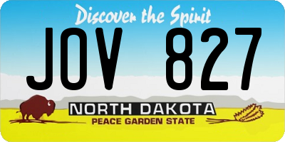 ND license plate JOV827
