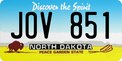 ND license plate JOV851