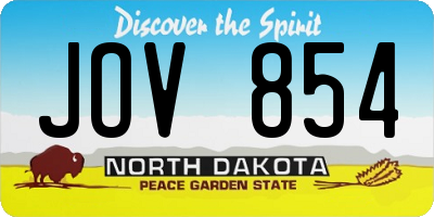 ND license plate JOV854