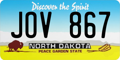 ND license plate JOV867