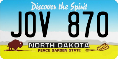 ND license plate JOV870