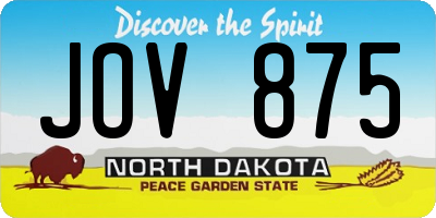 ND license plate JOV875