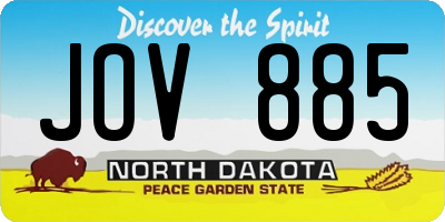ND license plate JOV885