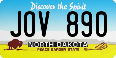 ND license plate JOV890