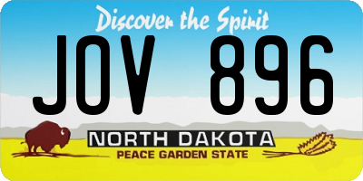 ND license plate JOV896