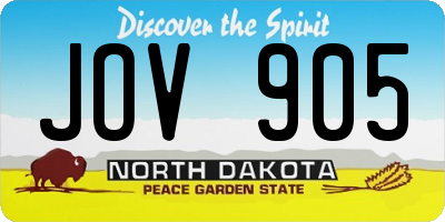 ND license plate JOV905