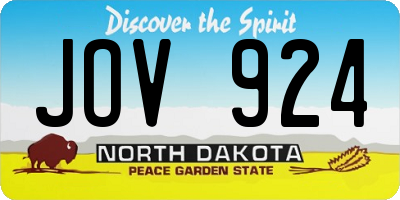 ND license plate JOV924