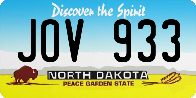 ND license plate JOV933