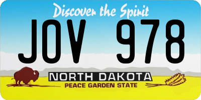 ND license plate JOV978