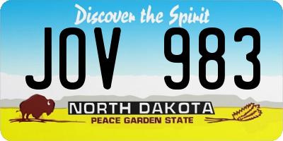 ND license plate JOV983
