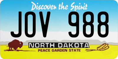 ND license plate JOV988