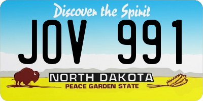 ND license plate JOV991