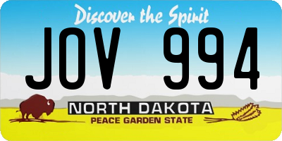 ND license plate JOV994