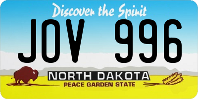 ND license plate JOV996