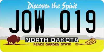 ND license plate JOW019