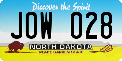 ND license plate JOW028