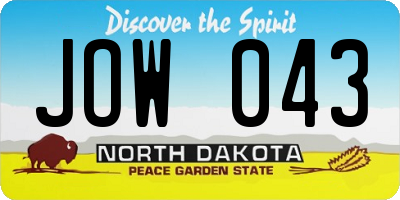 ND license plate JOW043