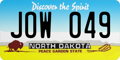 ND license plate JOW049