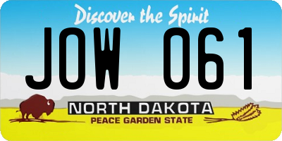 ND license plate JOW061