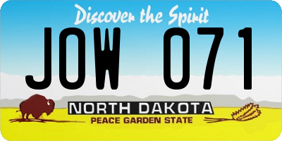 ND license plate JOW071