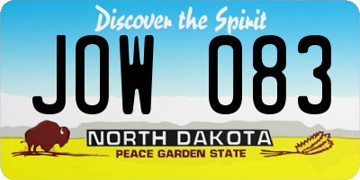 ND license plate JOW083
