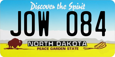 ND license plate JOW084