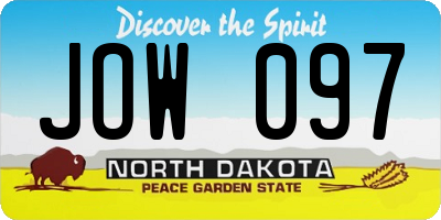 ND license plate JOW097