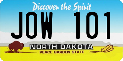 ND license plate JOW101