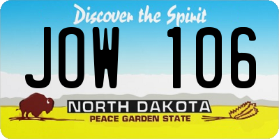 ND license plate JOW106