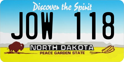 ND license plate JOW118