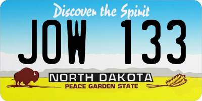 ND license plate JOW133