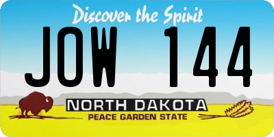 ND license plate JOW144
