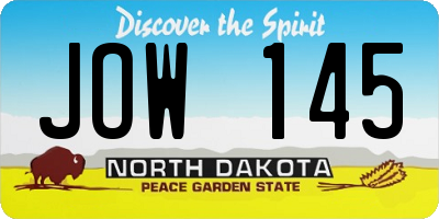 ND license plate JOW145