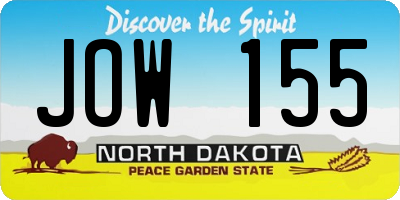 ND license plate JOW155