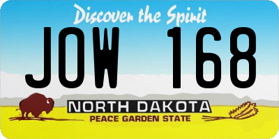 ND license plate JOW168