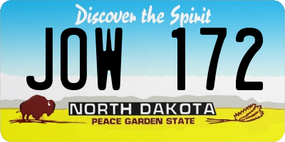 ND license plate JOW172