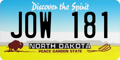 ND license plate JOW181