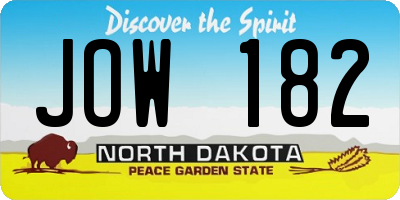 ND license plate JOW182