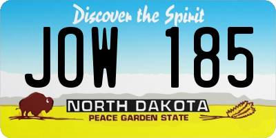 ND license plate JOW185