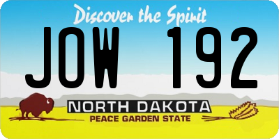 ND license plate JOW192