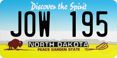 ND license plate JOW195