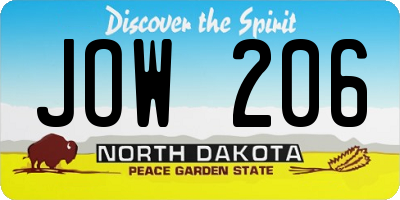 ND license plate JOW206