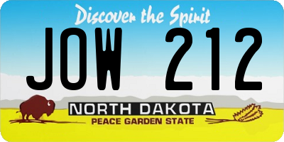 ND license plate JOW212