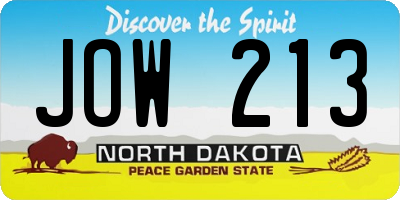 ND license plate JOW213